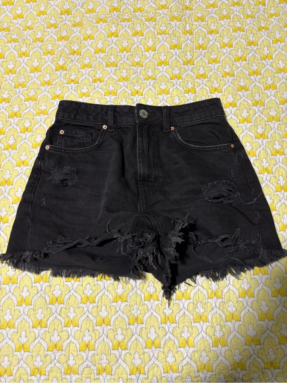 Primark Black Distressed Denim Shorts